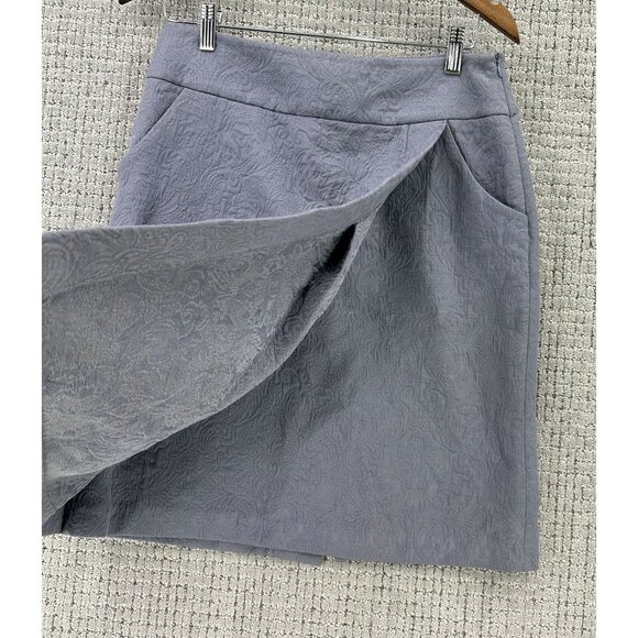 MANOUSH Skirt Womens Size 8 Gray Jaquard Floral A-Line Faux Wrap Pockets - Picture 3 of 9